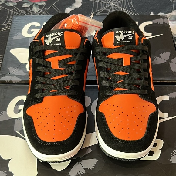 DS GNARCOTIC SB DUNK LOW BUTTERFLY EFFECT BLACK/ORANGE LIL GNAR MONARCH 6 6.5 10 - Picture 2 of 16
